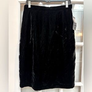 Vintage Alex Evenings Black Velvet Elastic Waistband Skirt Women’s Size 14 Large